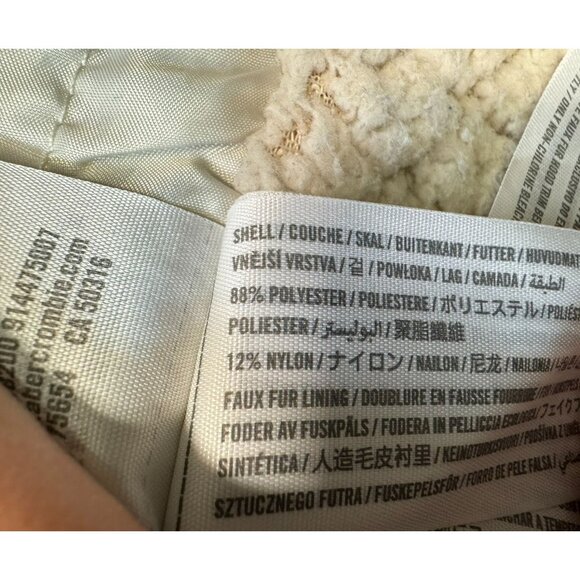 Abercrombie & Fitch Black Hooded Parka Coat Removable Faux Fur Trim Size M Faded - Picture 7 of 13